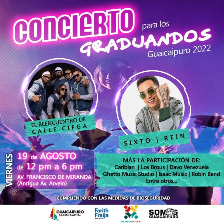 Alcalde Farith Fraija regala Gran Concierto Promo 2022 a nuevos bachilleres de Guaicaipuro