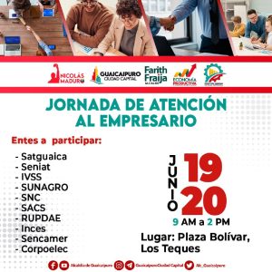 El 19 de junio inicia jornada de atención a empresarios del municipio Guaicaipuro