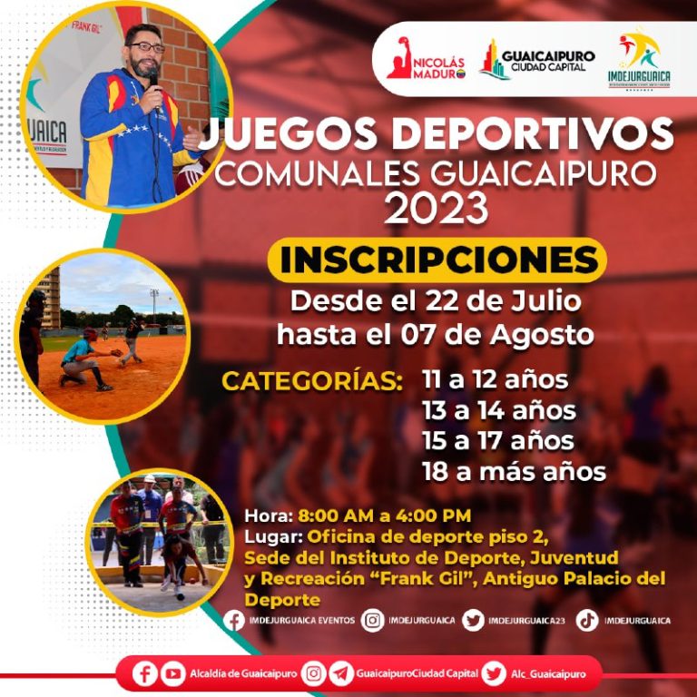 Iniciaron inscripciones para los Juegos Deportivos Comunales Guaicaipuro 2023
