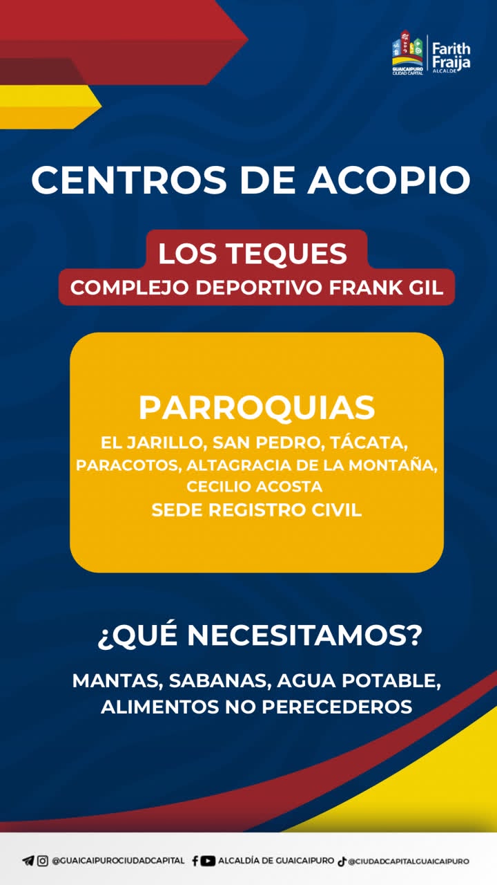 Guaicaipuro habilita registro civiles y espacios deportivos como centros de acopio