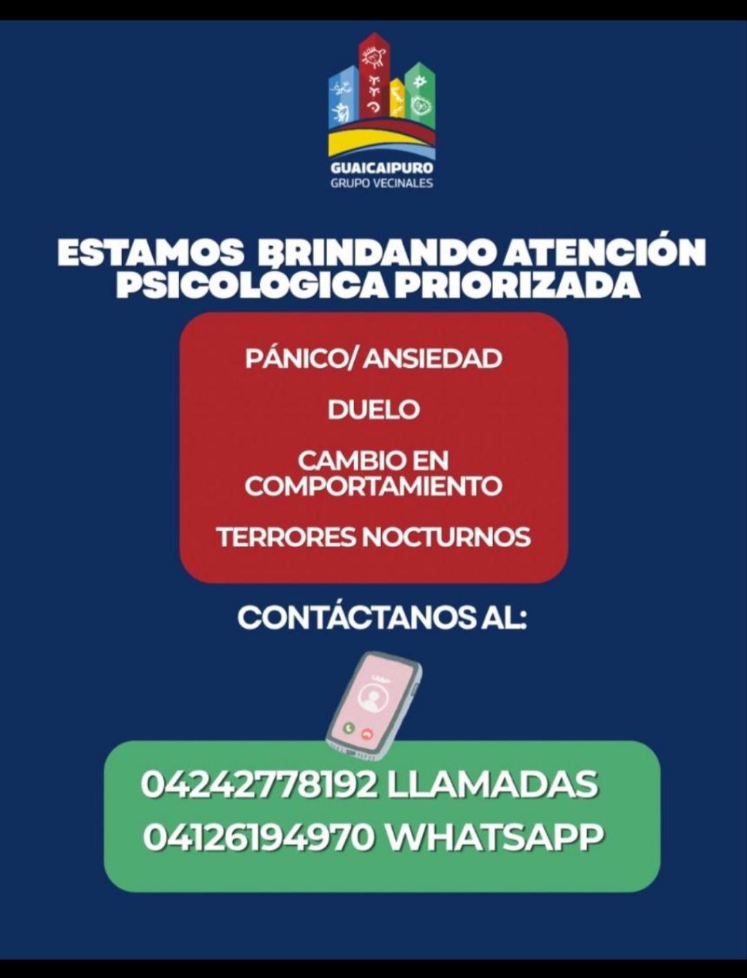 Activan servicio de contención psicológica para guaicaipureños